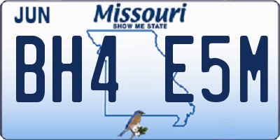 MO license plate BH4E5M