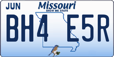 MO license plate BH4E5R