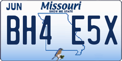 MO license plate BH4E5X