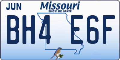 MO license plate BH4E6F