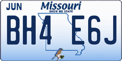 MO license plate BH4E6J
