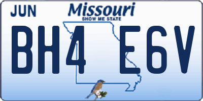 MO license plate BH4E6V