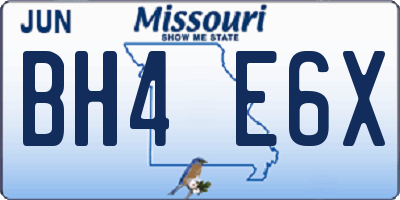 MO license plate BH4E6X