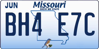 MO license plate BH4E7C