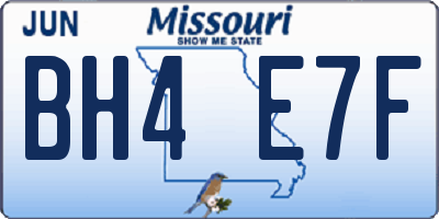 MO license plate BH4E7F