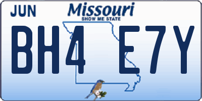 MO license plate BH4E7Y