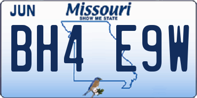 MO license plate BH4E9W