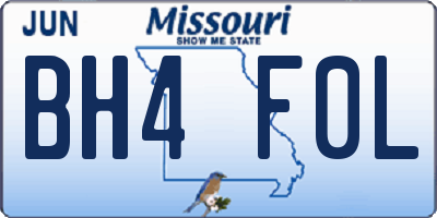 MO license plate BH4F0L