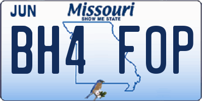 MO license plate BH4F0P