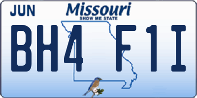 MO license plate BH4F1I