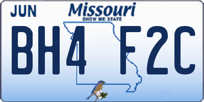 MO license plate BH4F2C