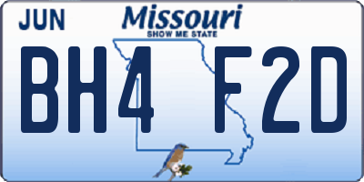 MO license plate BH4F2D
