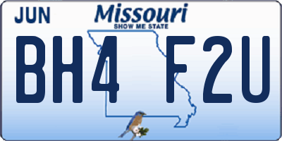 MO license plate BH4F2U