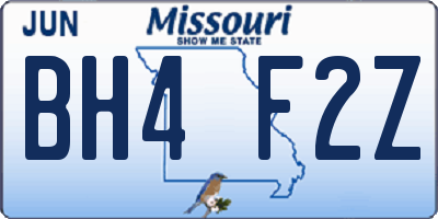 MO license plate BH4F2Z