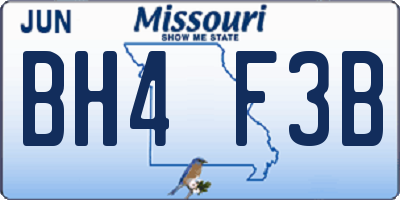 MO license plate BH4F3B