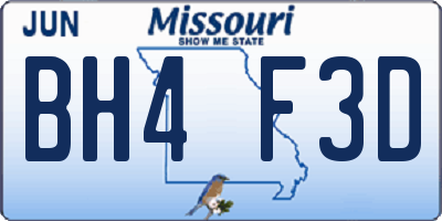 MO license plate BH4F3D