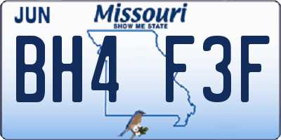 MO license plate BH4F3F