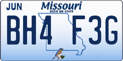 MO license plate BH4F3G
