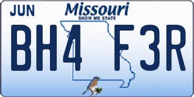 MO license plate BH4F3R