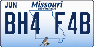 MO license plate BH4F4B