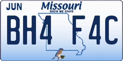 MO license plate BH4F4C