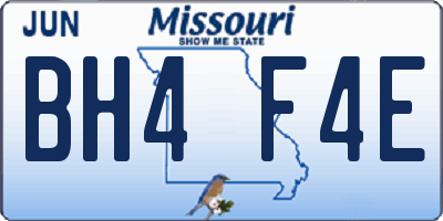 MO license plate BH4F4E