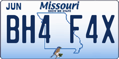 MO license plate BH4F4X