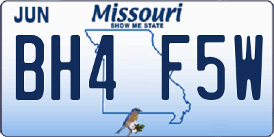 MO license plate BH4F5W