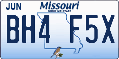 MO license plate BH4F5X
