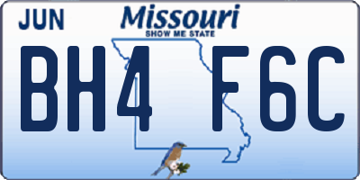 MO license plate BH4F6C