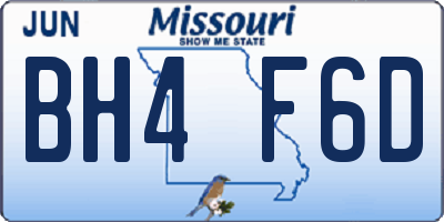 MO license plate BH4F6D