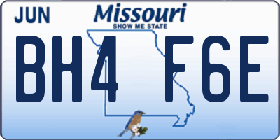 MO license plate BH4F6E