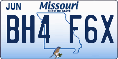MO license plate BH4F6X