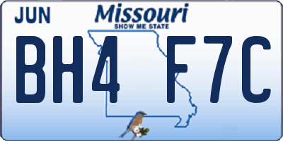 MO license plate BH4F7C