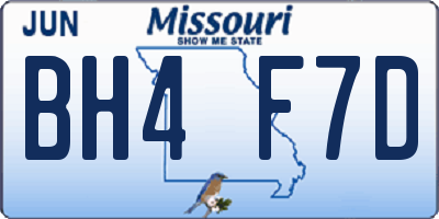 MO license plate BH4F7D