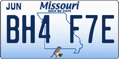 MO license plate BH4F7E