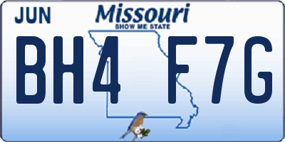 MO license plate BH4F7G