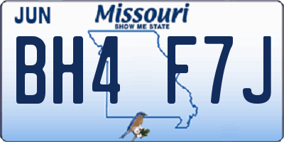 MO license plate BH4F7J