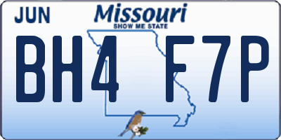 MO license plate BH4F7P