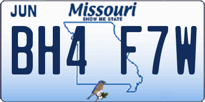 MO license plate BH4F7W