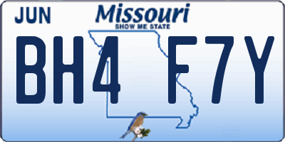MO license plate BH4F7Y
