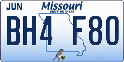MO license plate BH4F8O