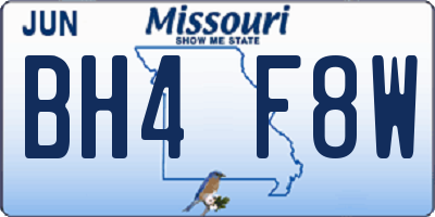 MO license plate BH4F8W