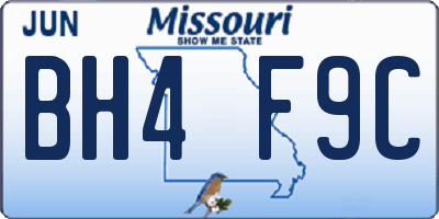 MO license plate BH4F9C