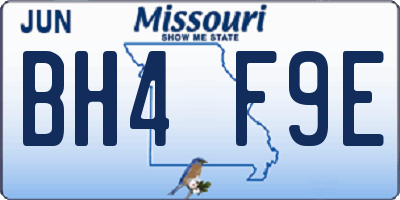 MO license plate BH4F9E