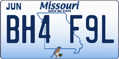 MO license plate BH4F9L