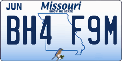 MO license plate BH4F9M