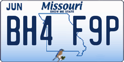 MO license plate BH4F9P
