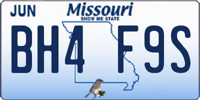 MO license plate BH4F9S
