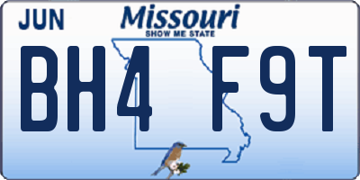 MO license plate BH4F9T